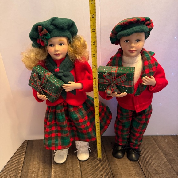Vintage Holiday Creations Christmas Stuffed Posable Dolls Boy and Girl 16" - Picture 6 of 12